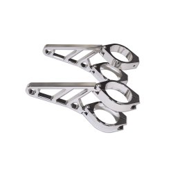 Forlygteholdere, CNC Alu, Chrom eller sort, 2 holdere. 4 clamps