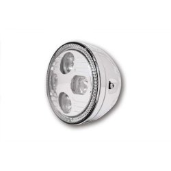 Highsider ATLANTA 5 3/4 tomme LED forlygte, sort/chrom side/bundmonteret, E-mrket