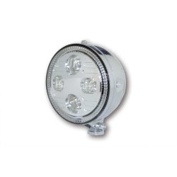 Highsider ATLANTA 5 3/4 tomme LED forlygte, sort/chrom side/bundmonteret, E-mrket