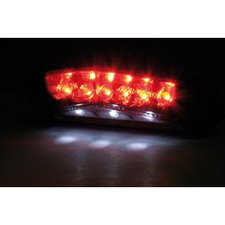 Mini LED Baglygte, Rgfarvet glas, med nummerpladelys.