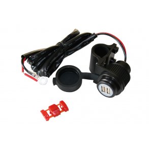 MC USB ladestik, 2 stik/udtag, 2000mA, 12 volt