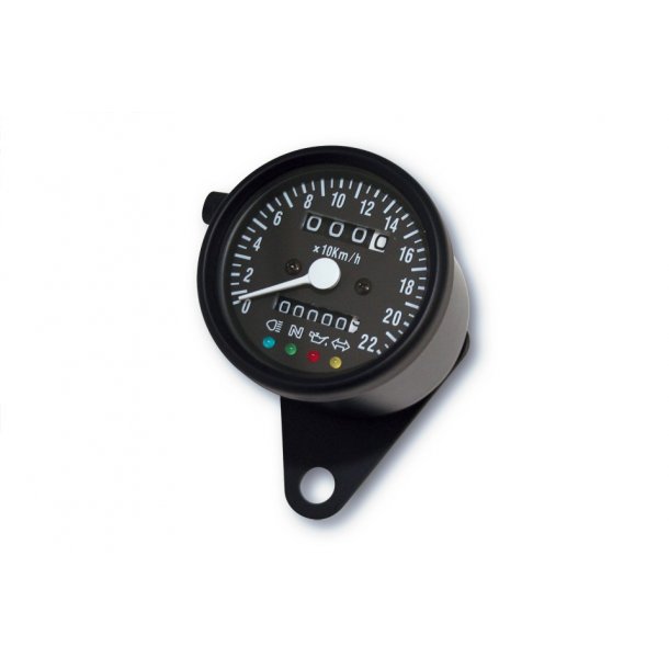 Analog MC Speedometer med advarselslamper, inkl. universalbeslag