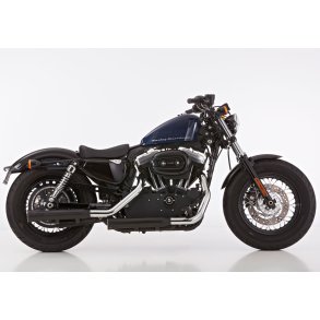 Falcon Double Groove, sort slip-on e-godkendt udstdning, Sportster XL, 06-13
