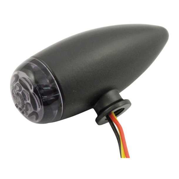 Micro Bullet LED Baglygte st, Sort, Smoke Glas