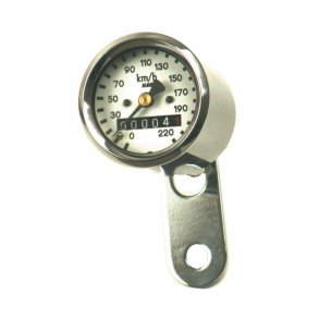 Ultra Mini mekanisk MC Speedometer, sort eller chrom hus, kun 48 mm diameter