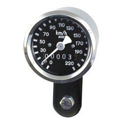 Ultra Mini mekanisk MC Speedometer, sort eller chrom hus, kun 48 mm diameter