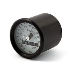 Ultra Mini mekanisk MC Speedometer, sort eller chrom hus, kun 48 mm diameter