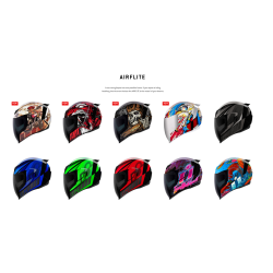 Icon Airflite, Nyt helt specielt MC hjelmdesign, Mat, blanksort, hvid, dekor