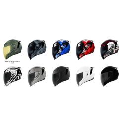 Icon Airflite, Nyt helt specielt MC hjelmdesign, Mat, blanksort, hvid, dekor