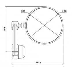 Rizoma BS303 SPY-ARM, Styrendespejl,  80mm