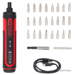 Skruemaskine, opladelig, med masser af bits