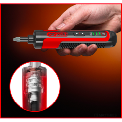 Skruemaskine, opladelig, med masser af bits