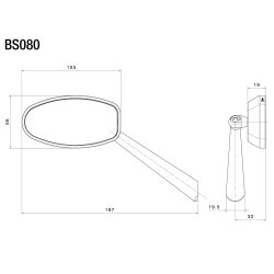 Rizoma BS080, Dynamic, sidespejl, alu, sort eller poleret