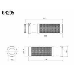 Rizoma GR205 - MC hndtag - Sportsline - 22mm - 7/8 tomme