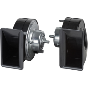 Flsser dobbelthorn hi/lo tone, 12v, E-mrket, Flosser horn, sort 