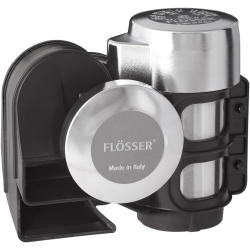 Flsser Kompressorhorn hi/lo tone, 12v, E-mrket,, sort/chrom