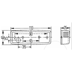 Hella Sidemarkeringslys, 12v, gul med refleks