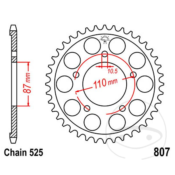 JT Bagtandhjul JTR807.45, Suzuki SV650