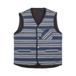 Brixton Anchor Vest, sort/bl, canvas bomuld, vendbar, fed Cafe/Bobber vest