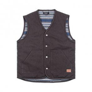 Brixton Anchor Vest, sort/bl, canvas bomuld, vendbar, fed Cafe/Bobber vest