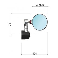 Rizoma BS185 SPY-R  lille 57mm til MC styrende spejl, sort eller alu