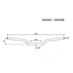 Rizoma MA006/008/011 Oversize MC styr, 22 mm ved hndtagene, 5 farver, flere hjder