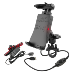Ram Quick-Grip Waterproof Wireless Charging Handlebar Mount, trdls mc lader