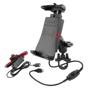 Ram Quick-Grip Waterproof Wireless Charging Handlebar Mount, trdls mc lader