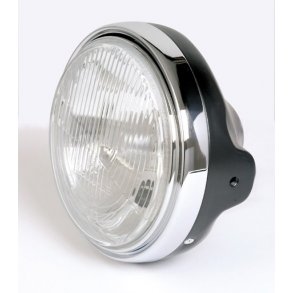 Sort forlygte 7 tommer H4 med positionslys