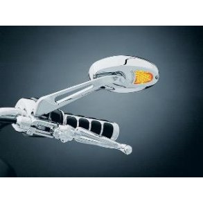 Kuryakyn Ellipse chrom spejle med LED blink fladt/convex