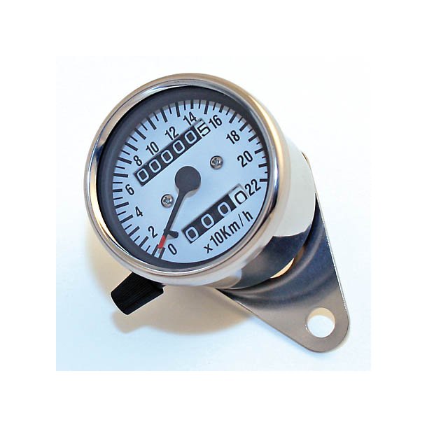 Speedometer, Rustfrit st&aring;l, hvid skive